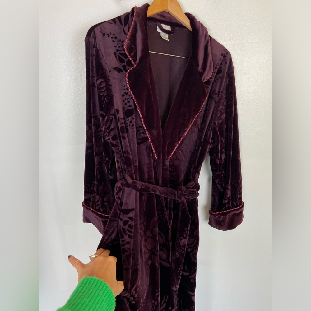 Jasmine Rose Women's Floral Velvet Robe L Purple 90s Whimsigoth Goth Long Sleeve - Picture 3 of 13